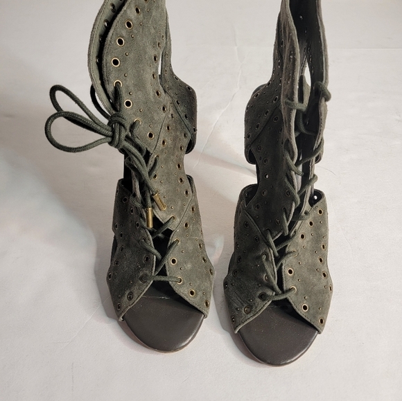 Joie Shoes 39.5/ 8.5 Aeron Lace Up Heel Sandals Ash Green - Picture 2 of 6